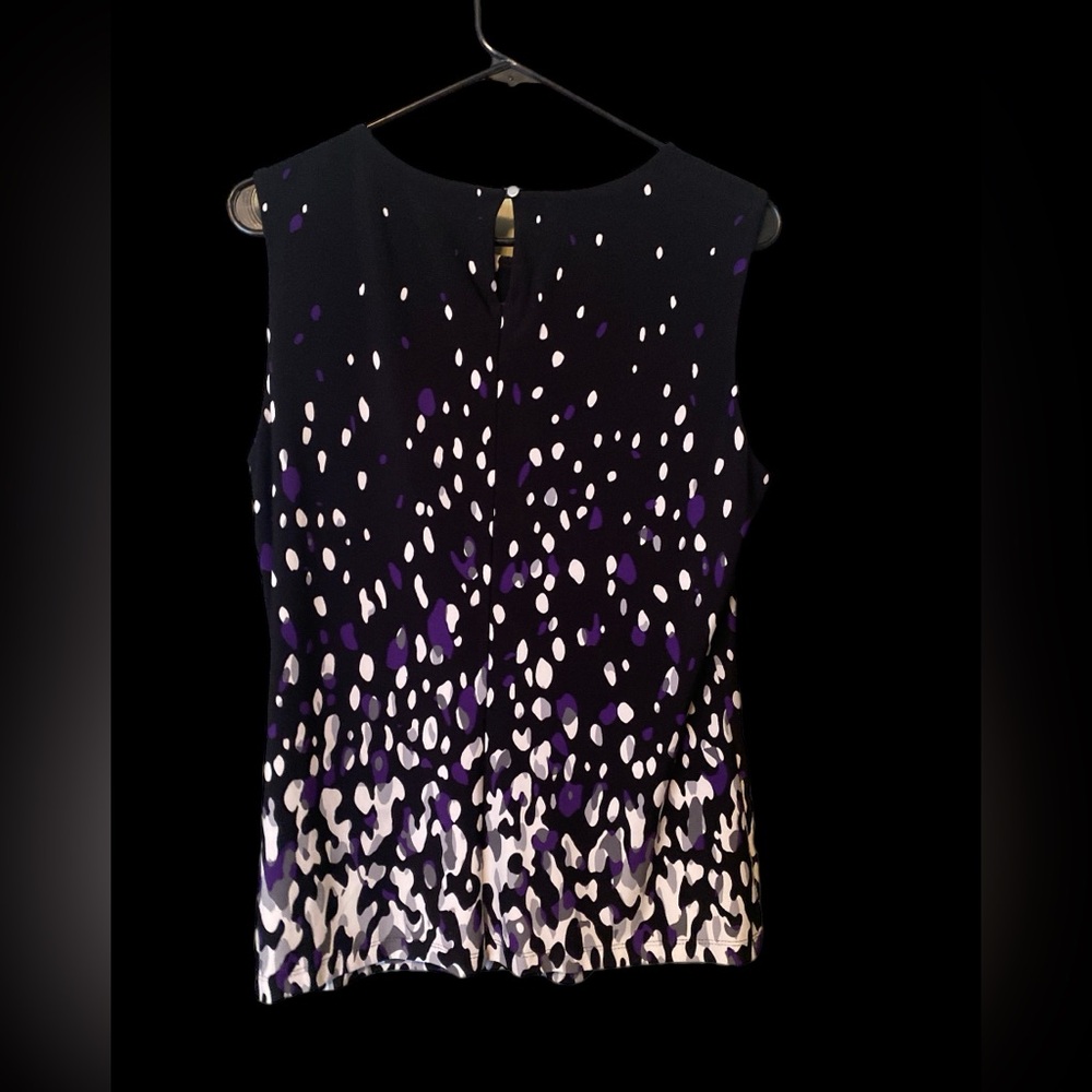 Calvin Klein Black and Purple Sleeveless Blouse - Picture 2 of 5